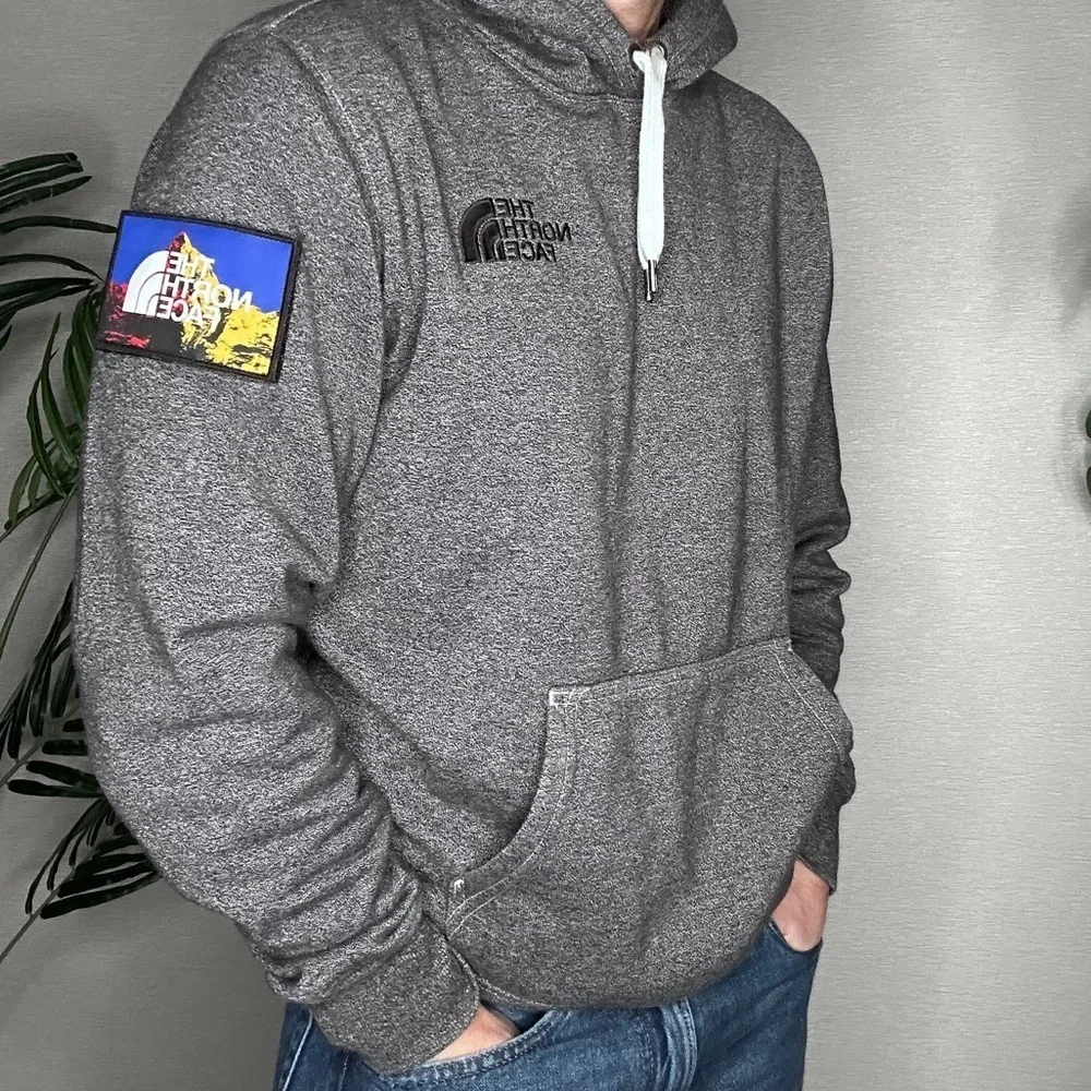 NorthFace | Removable Patch Logo Hoodie in Charcoal Heather (Small)